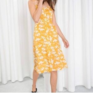 & Other Stories Sleeveless Tropical Print Dress Yellow Size 10